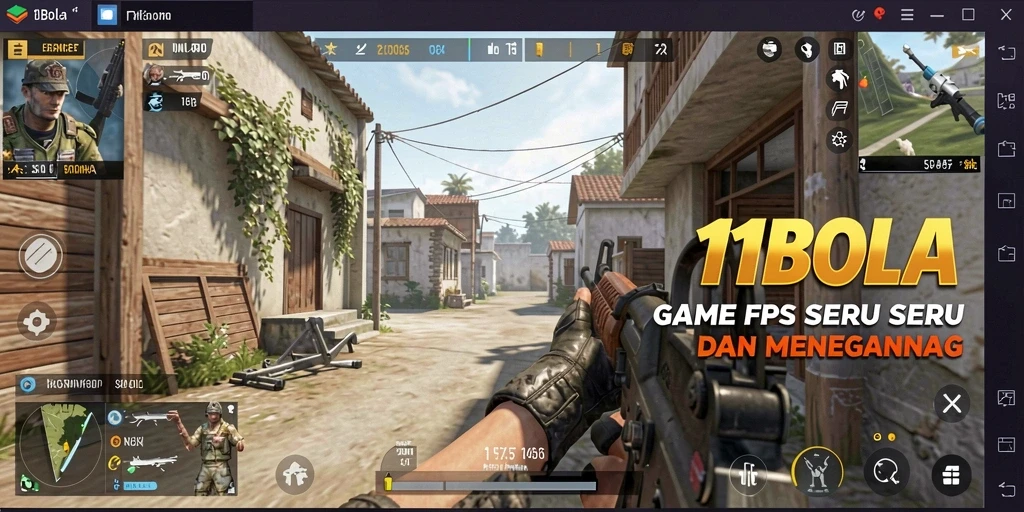 Tangkapan layar menampilkan aksi seru dalam game FPS 11BOLA.