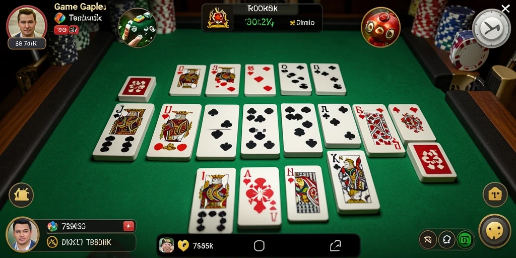 Screenshot 73K menampilkan gameplay seru Gaple dengan pemain bersaing.
