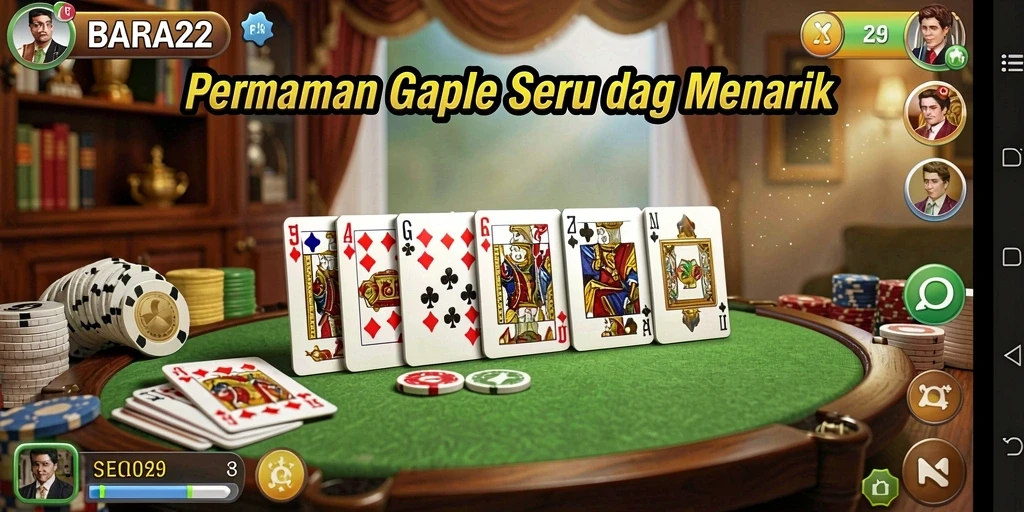 Screenshot BARA22 menunjukkan pemain menikmati permainan Gaple dengan antusias.