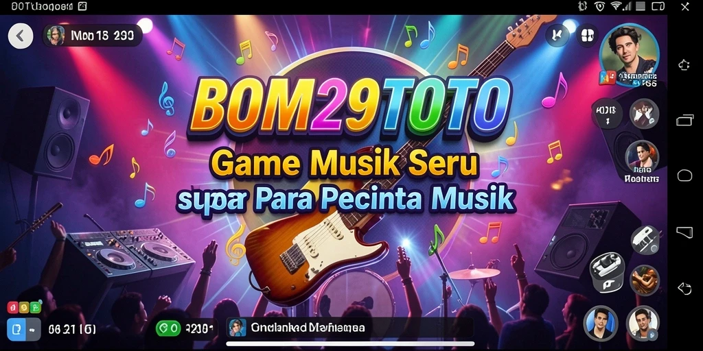 Tampilan gameplay seru dalam BOM29TOTO dengan berbagai lagu.