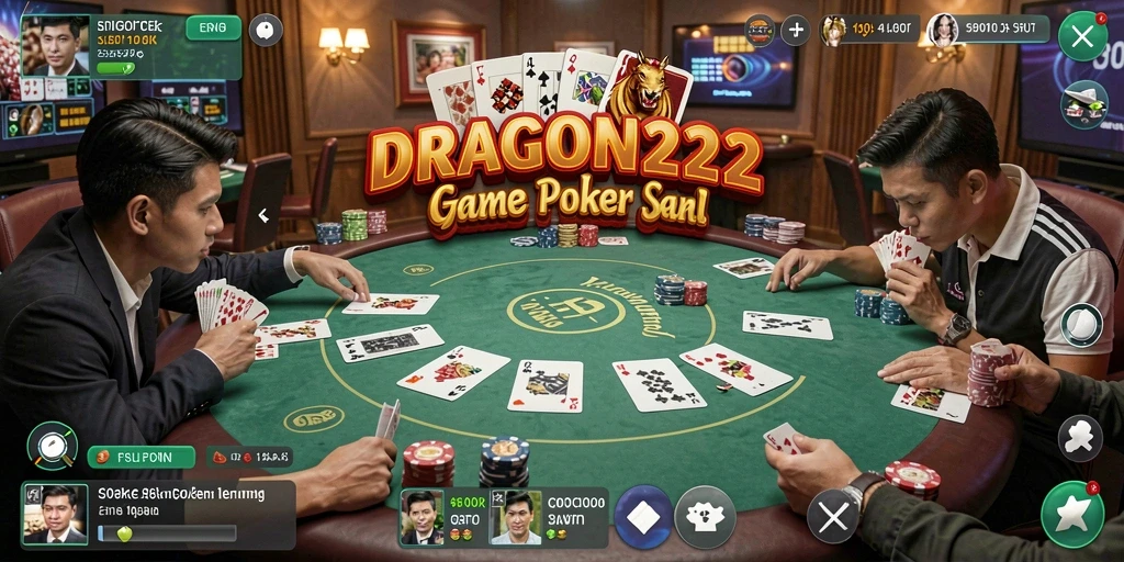 Tampilan gameplay Poker yang menarik di DRAGON222.