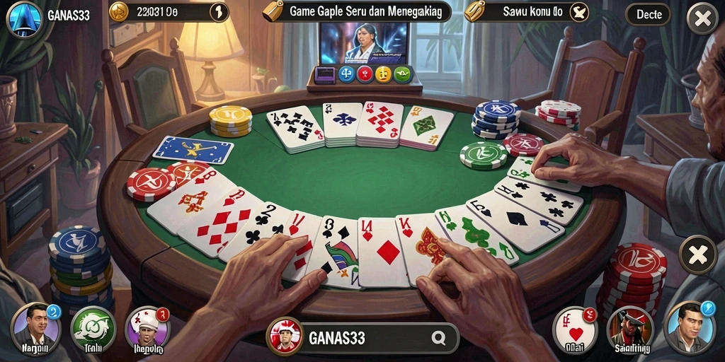 Tampilan menarik dari gameplay Gaple di GANAS33.