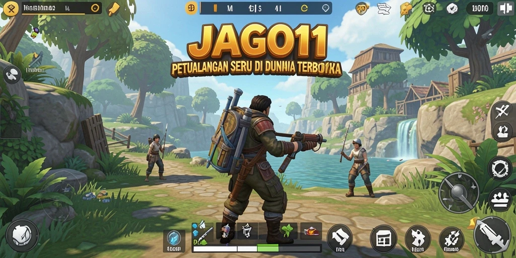 Screenshot gameplay JAGO11 menampilkan aksi seru di dunia terbuka.
