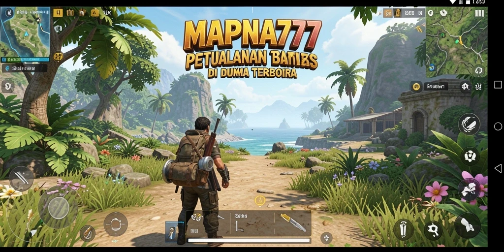 Screenshot gameplay MAPNA777 menunjukkan dunia terbuka yang indah.
