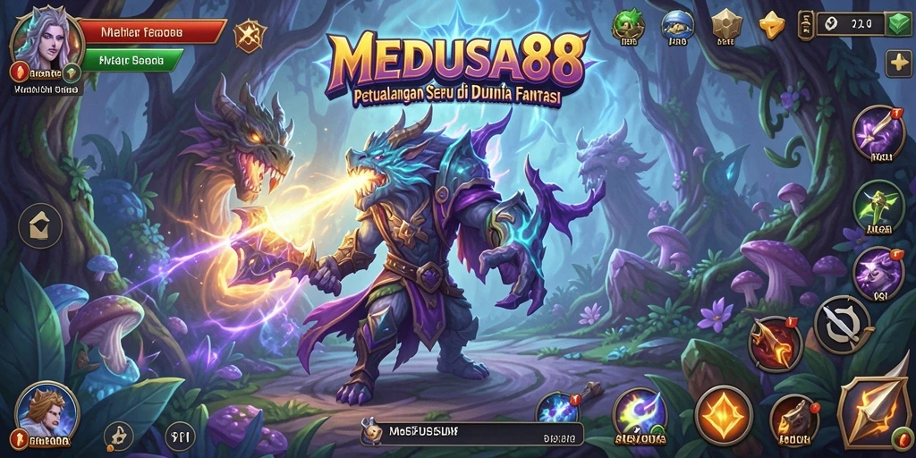Tampilan gameplay seru dengan lingkup petualangan yang luas dalam MEDUSA88.