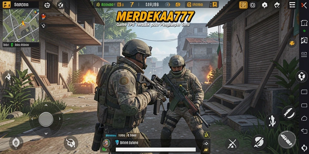 Tampilan gameplay seru dari MERDEKA777 dalam aksi TPS.