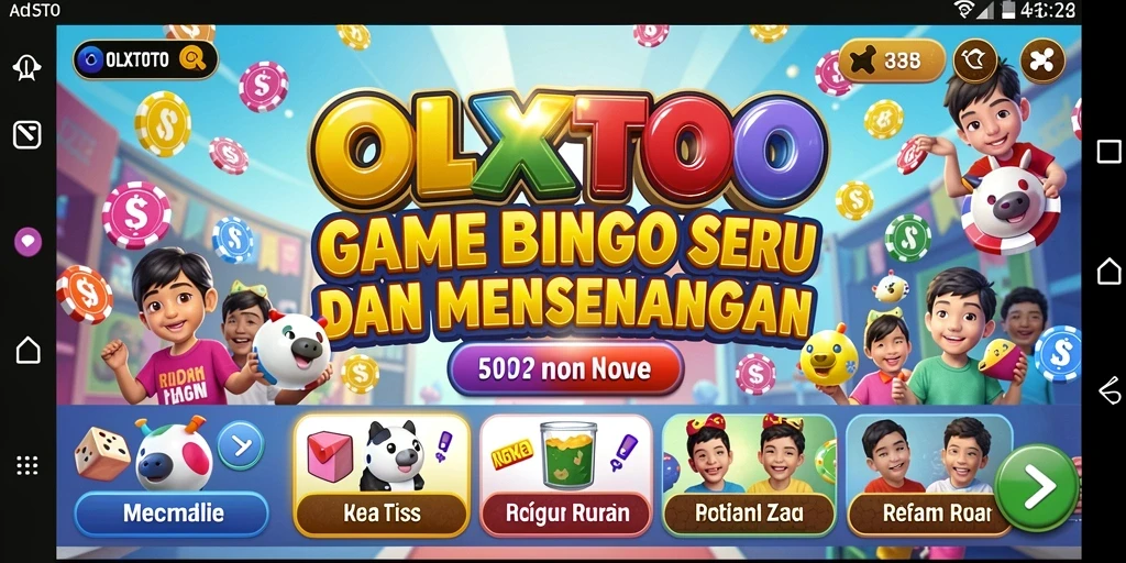 Screenshot utama OLXTOTO menampilkan gameplay Bingo yang menarik dan interaktif.