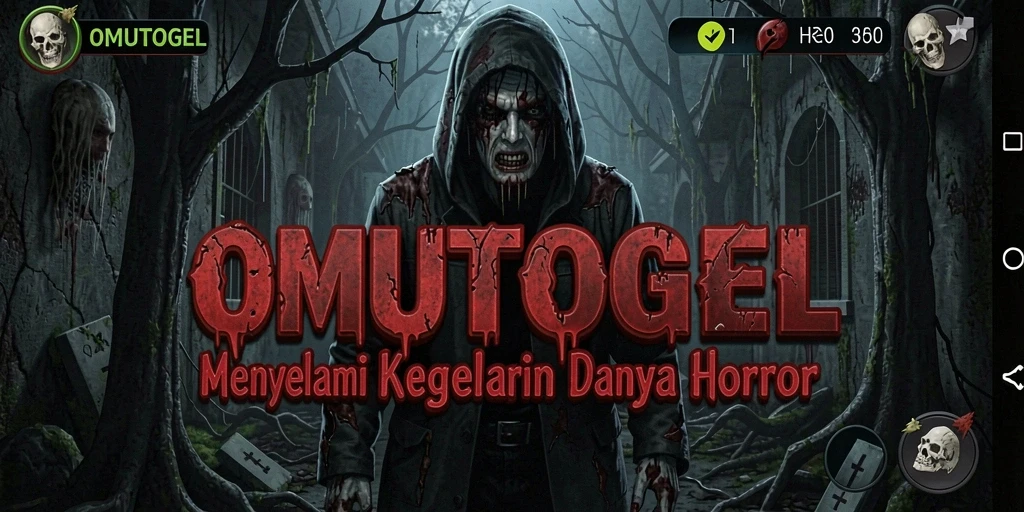 Screenshot gameplay OMUTOGEL dengan suasana horror yang mencekam.