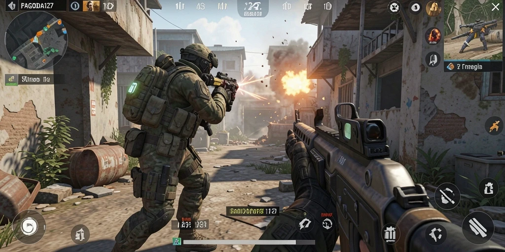 Gameplay intens PAGODA127 yang menunjukkan aksi tembak-menembak yang seru.