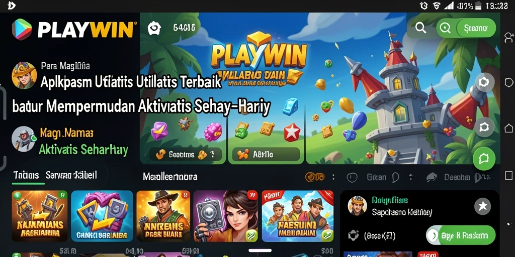 Screenshot utama PLAYWIN menunjukkan antarmuka yang ramah pengguna dan fitur pengingat.