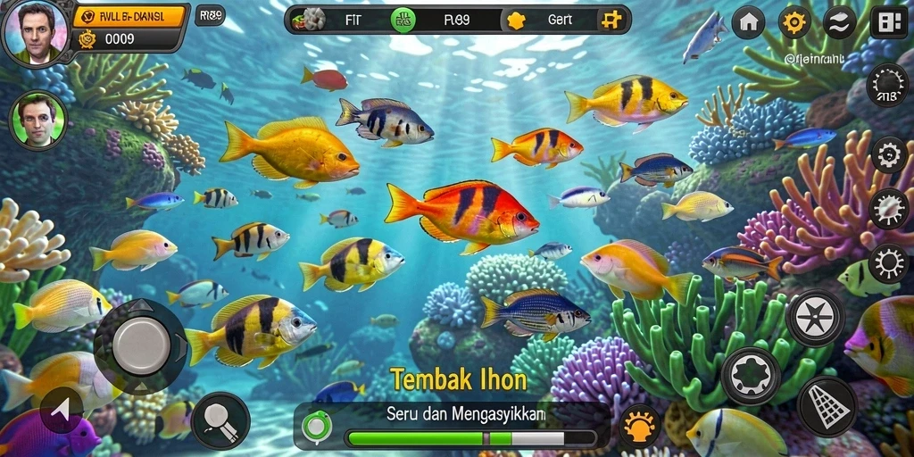 Gameplay seru saat menembak ikan di bawah laut.