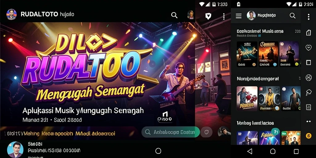 Screenshot utama RUDALTOTO menunjukkan interaksi pengguna dengan lagu.