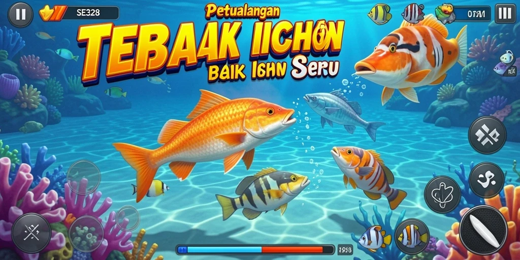Tangkapan layar utama SE328 menunjukkan aksi seru dalam tembak ikan.