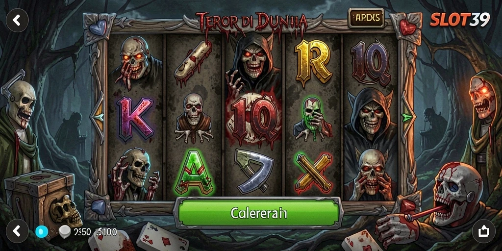 Tangkapan layar menampilkan gameplay SLOT39 dengan suasana horor yang mencekam.