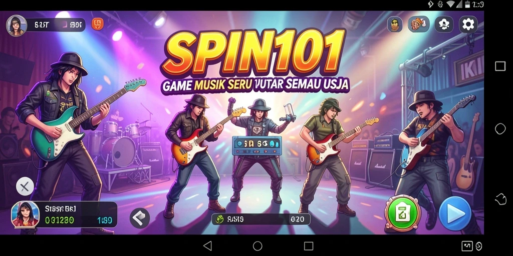 Tampilan gameplay SPIN101 dengan suasana musik yang energik.