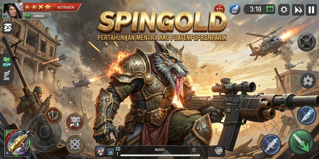 Tampilan gameplay SPINGOLD yang menegangkan dalam Tower Defense.