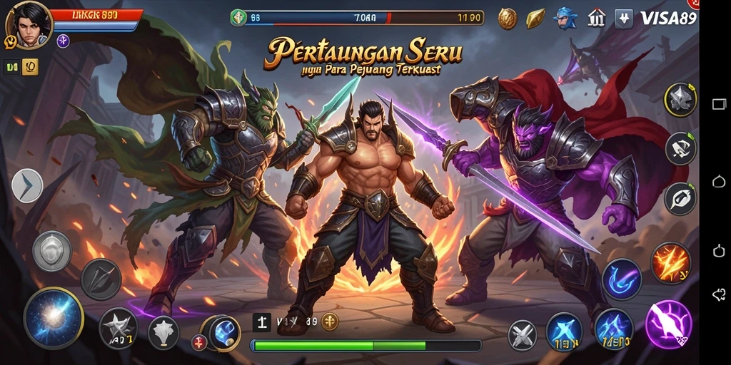 Screenshot gameplay menunjukkan pertarungan mendebarkan dengan karakter unik.