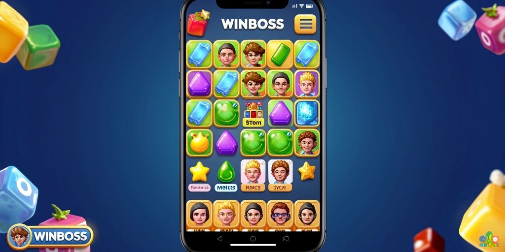 Tampilan gameplay WINBOSS yang penuh warna dan menantang.